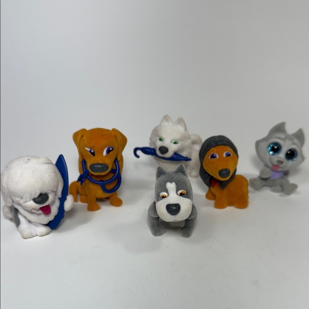 Adorable fluffies sweet box dogwood collectable flocked dog Figurine Set of 6